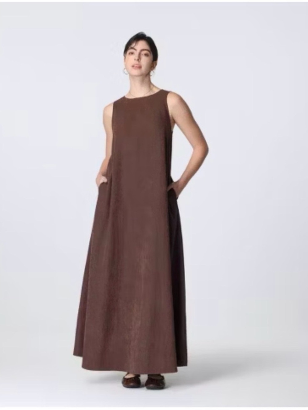 A New Day Women's Sleeveless Swing Maxi Dress Brown XS NWOT
